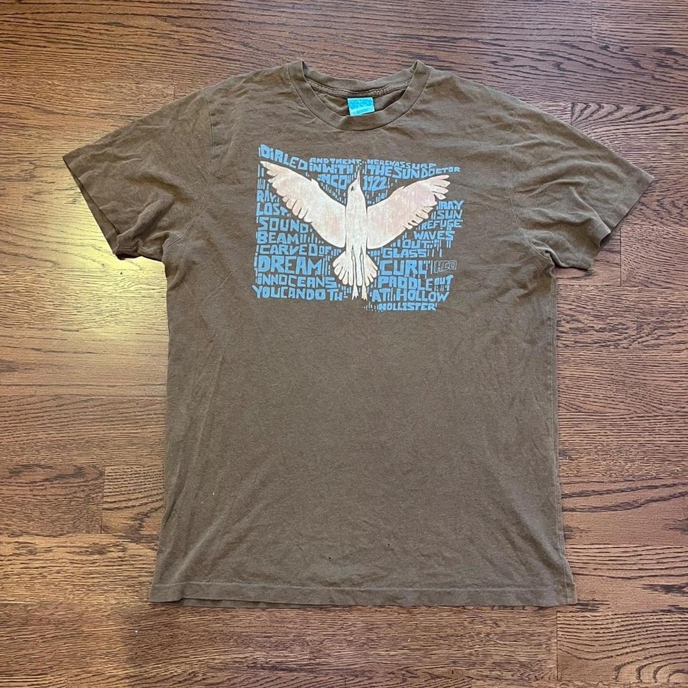 Y2K Hollister Brown Olive Seagull Graphic‎ T-Shirt Large